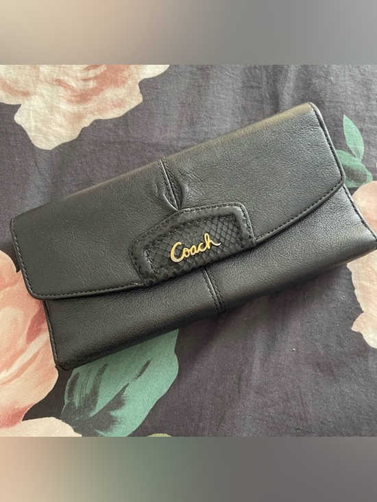 Coach Handbags - Black Coach Wallet with Gold Detail